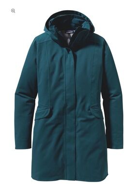 Patagonia Teal Hooded Puffer Coat - Insulated Winter Jacket